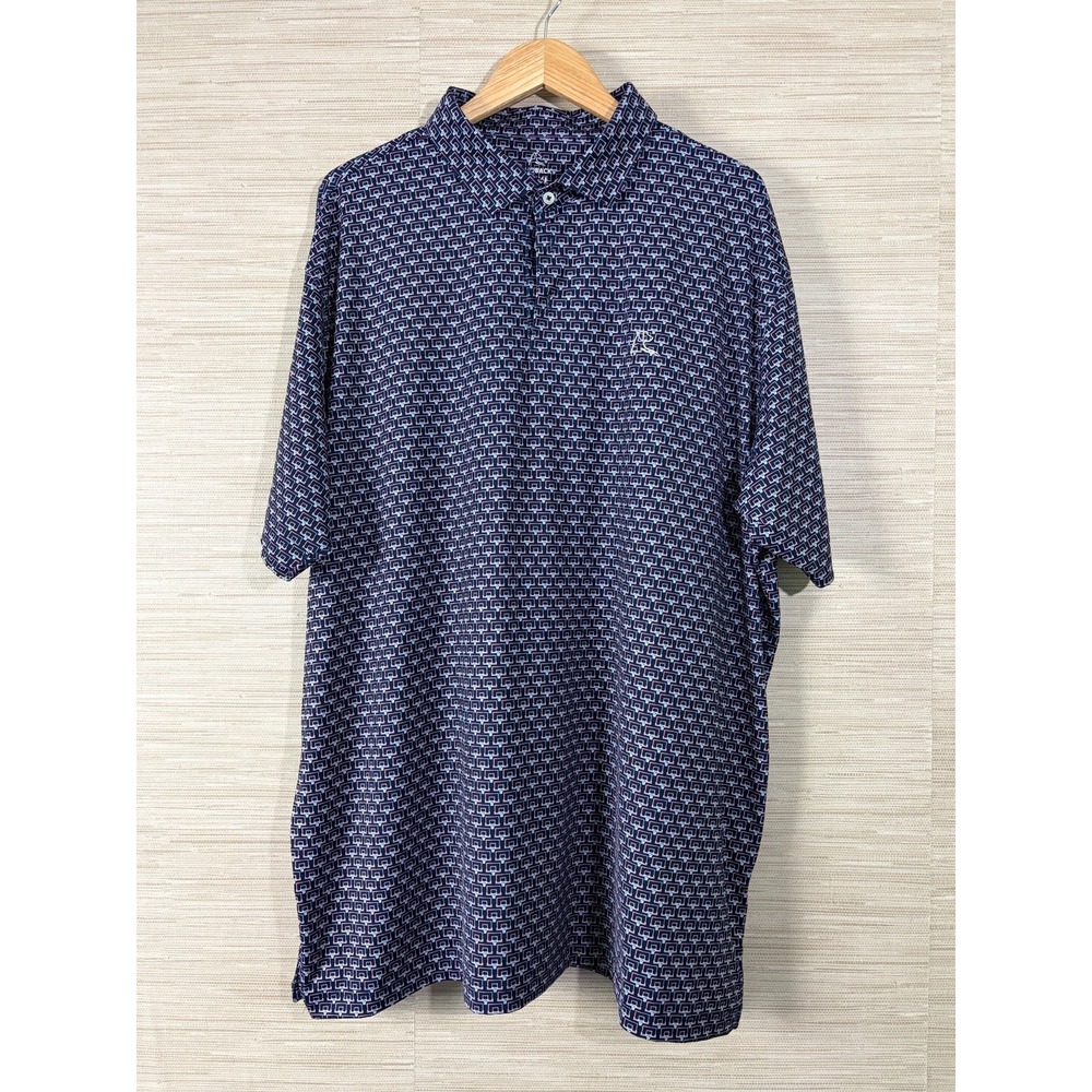 Rhoback Basketball Hoop Golf Performance Polo Shirt Mens 3XL Navy Blue Stretch
